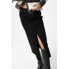 Falda vaquera midi negra con abertura | Rebajas mujer