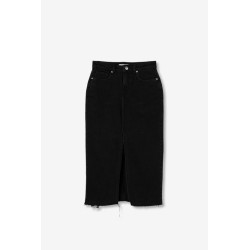 Falda vaquera midi negra con abertura | Rebajas mujer