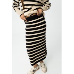 Falda de punto midi a rayas | Rebajas mujer