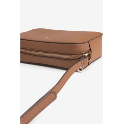 Bolso bandolera marrón compacto con cremallera