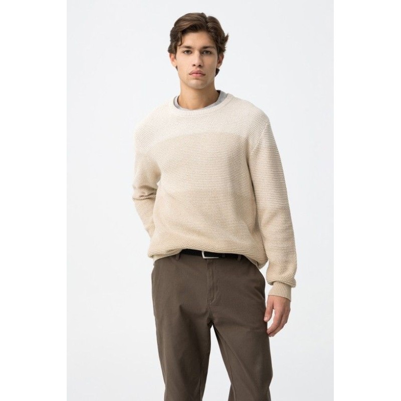 Jersey beige de hombre de punto fino | Rebajas