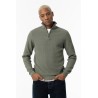 Jersey de hombre en color verde de punto con cuello alto y cierre de cremallera.
