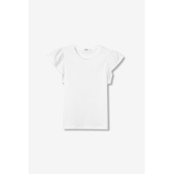 Camiseta blanca con manga bordada inglesa | Tiffosi