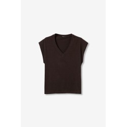 Camiseta marrón cuello pico mujer | Tiffosi