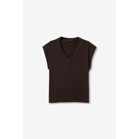 Camiseta marrón cuello pico mujer | Tiffosi