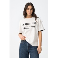 Camiseta con mensaje y rayas mujer | Tiffosi