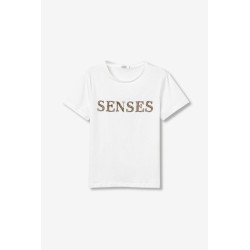 Camiseta blanca con mensaje Senses | Tiffosi