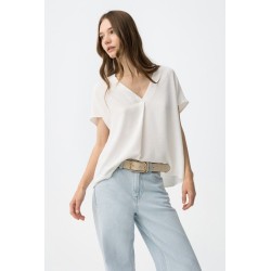 Blusa blanca Tiffosi con escote cruzado