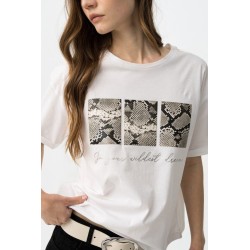 Camiseta blanca con animal print mujer | Tiffosi