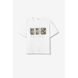 Camiseta blanca con animal print mujer | Tiffosi