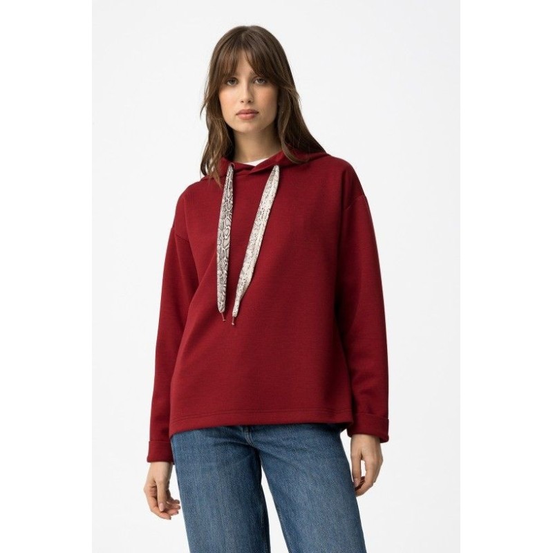 Sudadera granate con capucha mujer | Tiffosi