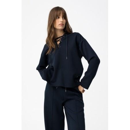 Sudadera azul marino con lazada mujer | Tiffosi