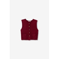 Chaleco granate Tiffosi de punto con botones y bolsillos
