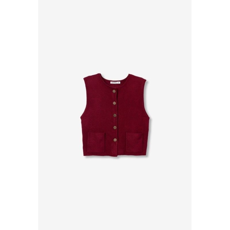 Chaleco granate Tiffosi de punto con botones y bolsillos