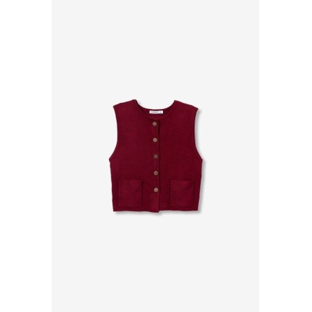 Chaleco granate Tiffosi de punto con botones y bolsillos
