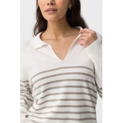 Jersey blanco de rayas con cuello polo | Tiffosi
