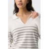 Jersey blanco de rayas con cuello polo | Tiffosi