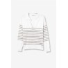 Jersey blanco de rayas con cuello polo | Tiffosi