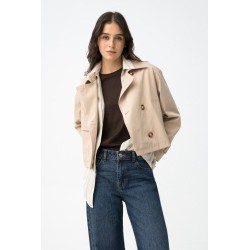 Chaqueta corta beige Tiffosi con botones y bolsillos