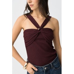 Top granate con detalle central mujer | Tiffosi