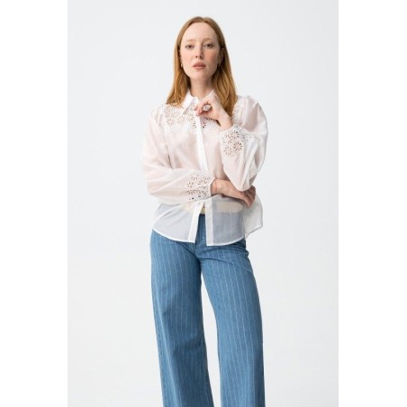 Camisa blanca bordada mujer | Tiffosi
