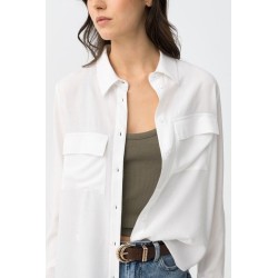 Camisa blanca con bolsillos mujer | Tiffosi