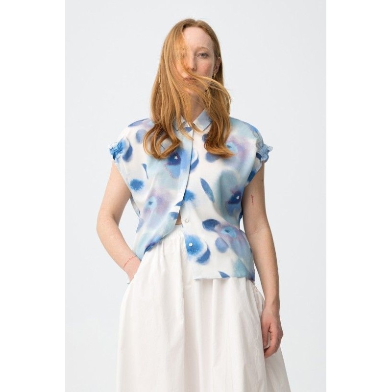 Camisa fluida estampada azul Tiffosi mujer