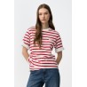 Camiseta de rayas rojas con fruncido lateral Tiffosi mujer
