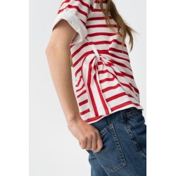 Camiseta de rayas rojas con nudo mujer | Tiffosi