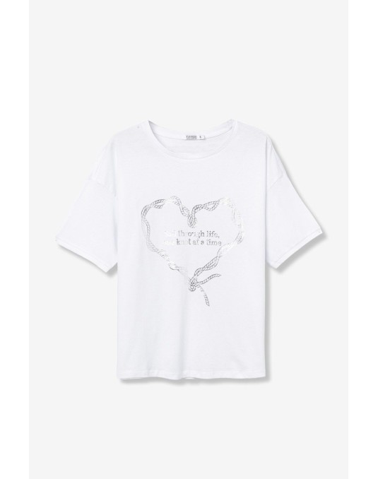 Camiseta blanca corazón mujer | Tiffosi