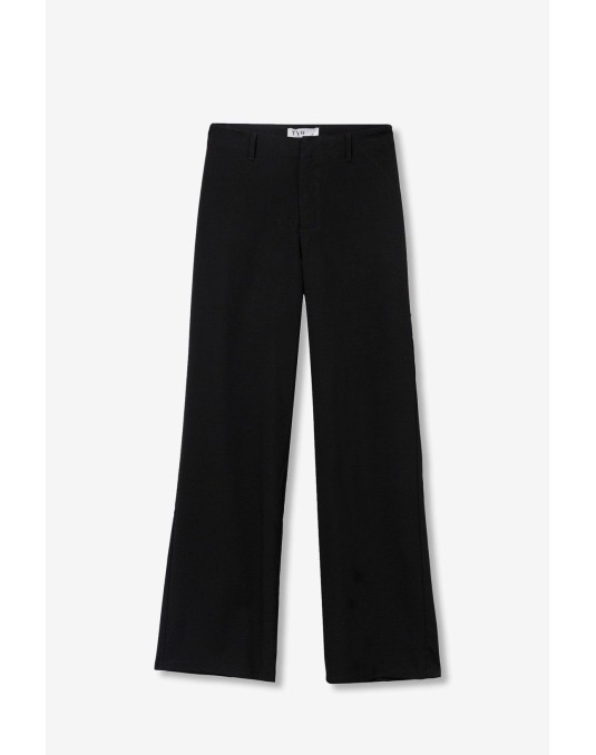 Pantalón negro fluido tiro alto mujer | Tiffosi