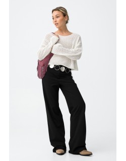 Pantalón negro fluido de tiro alto Tiffosi mujer