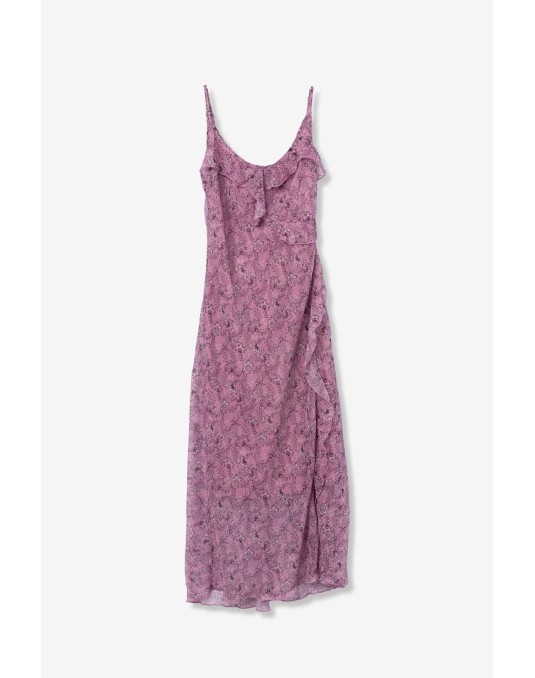 Vestido largo floral azul y rosa mujer | Tiffosi