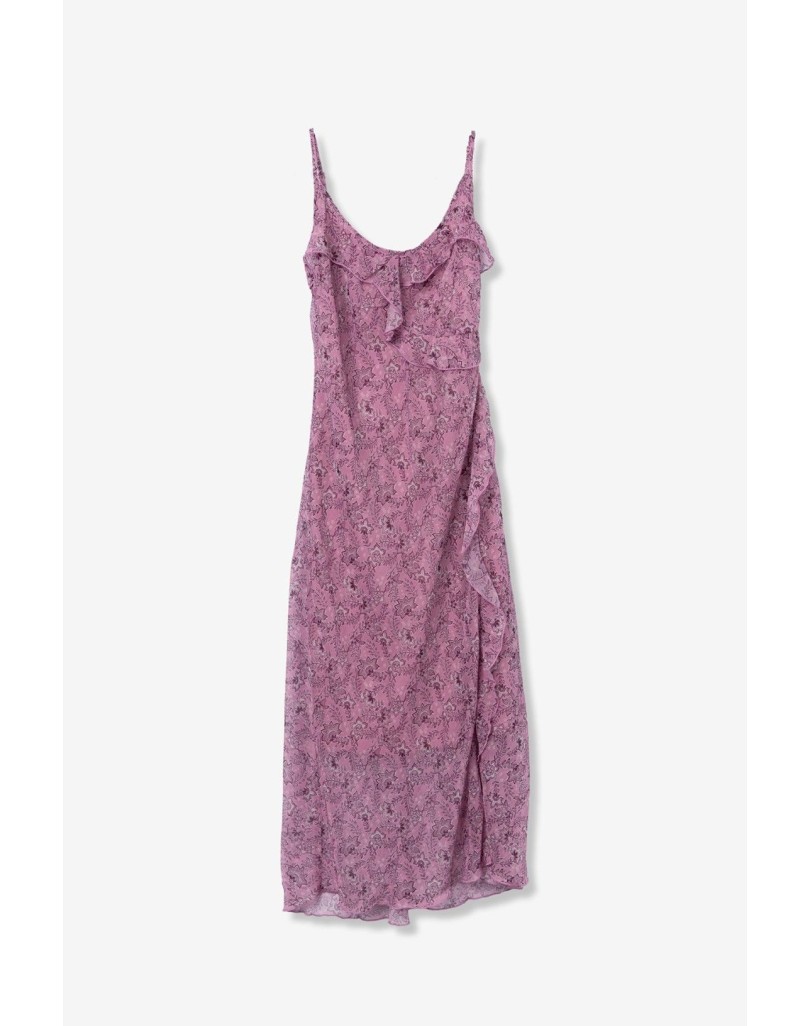 Vestido largo floral azul y rosa mujer | Tiffosi